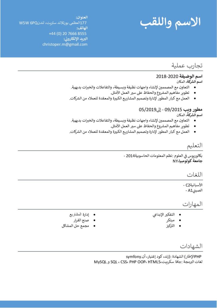 سيرة ذاتية احترافي باللغة العربية 724x1024 1